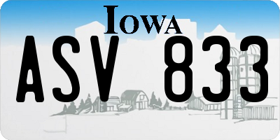 IA license plate ASV833