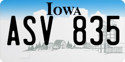 IA license plate ASV835