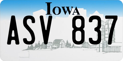 IA license plate ASV837
