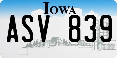 IA license plate ASV839