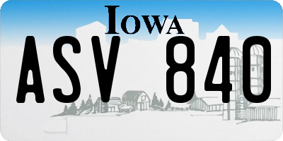 IA license plate ASV840