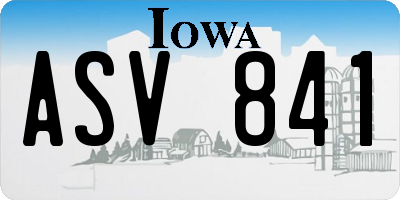 IA license plate ASV841