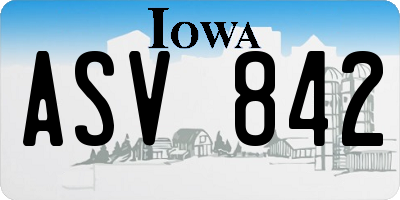 IA license plate ASV842