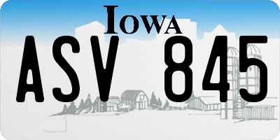 IA license plate ASV845