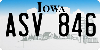 IA license plate ASV846