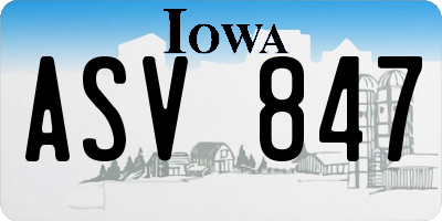 IA license plate ASV847