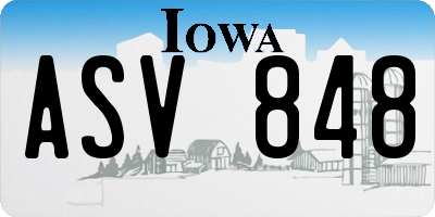 IA license plate ASV848