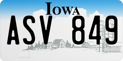 IA license plate ASV849