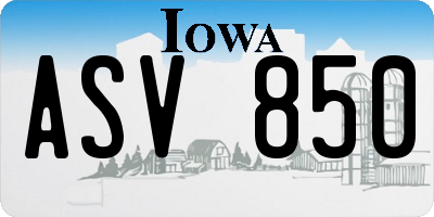 IA license plate ASV850