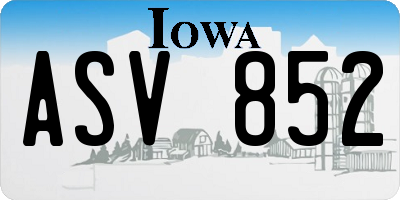 IA license plate ASV852