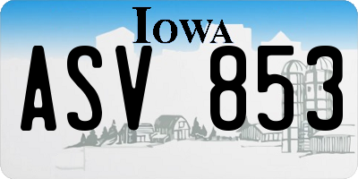 IA license plate ASV853