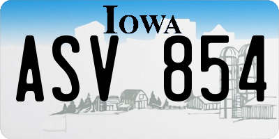 IA license plate ASV854