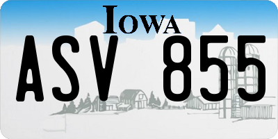 IA license plate ASV855