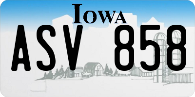 IA license plate ASV858