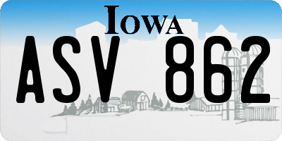 IA license plate ASV862