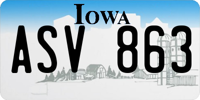 IA license plate ASV863