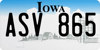 IA license plate ASV865