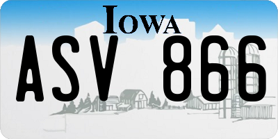 IA license plate ASV866