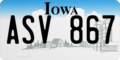 IA license plate ASV867