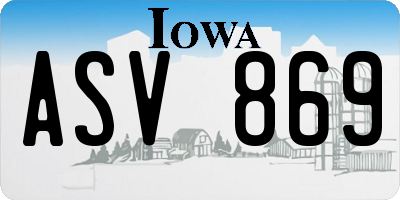 IA license plate ASV869