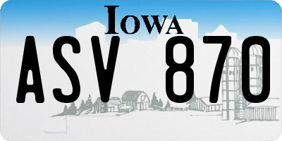 IA license plate ASV870