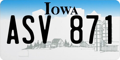 IA license plate ASV871