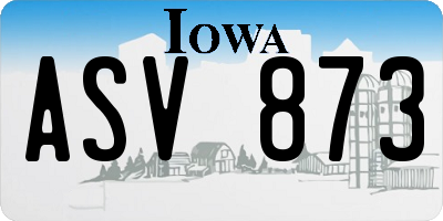 IA license plate ASV873