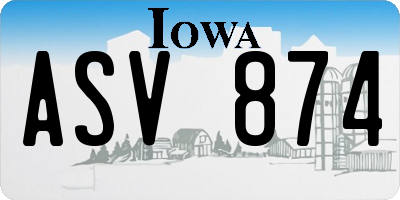 IA license plate ASV874