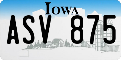 IA license plate ASV875