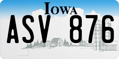 IA license plate ASV876