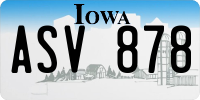 IA license plate ASV878