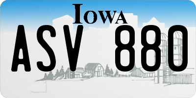 IA license plate ASV880
