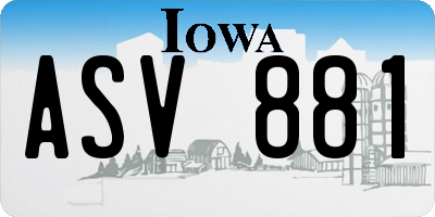 IA license plate ASV881