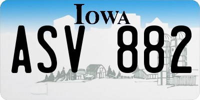 IA license plate ASV882