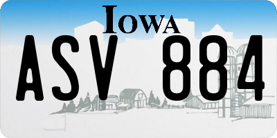 IA license plate ASV884