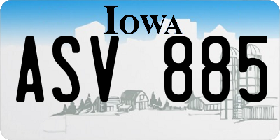 IA license plate ASV885