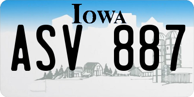 IA license plate ASV887