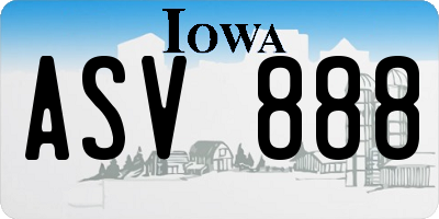 IA license plate ASV888