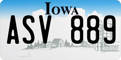 IA license plate ASV889