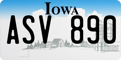 IA license plate ASV890