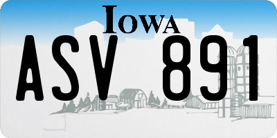 IA license plate ASV891