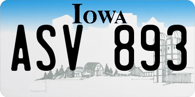 IA license plate ASV893