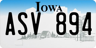 IA license plate ASV894