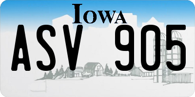 IA license plate ASV905