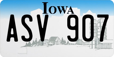 IA license plate ASV907