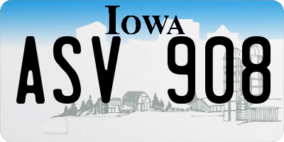 IA license plate ASV908