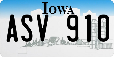 IA license plate ASV910