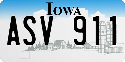 IA license plate ASV911