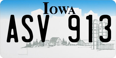 IA license plate ASV913