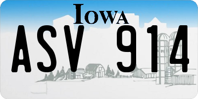 IA license plate ASV914
